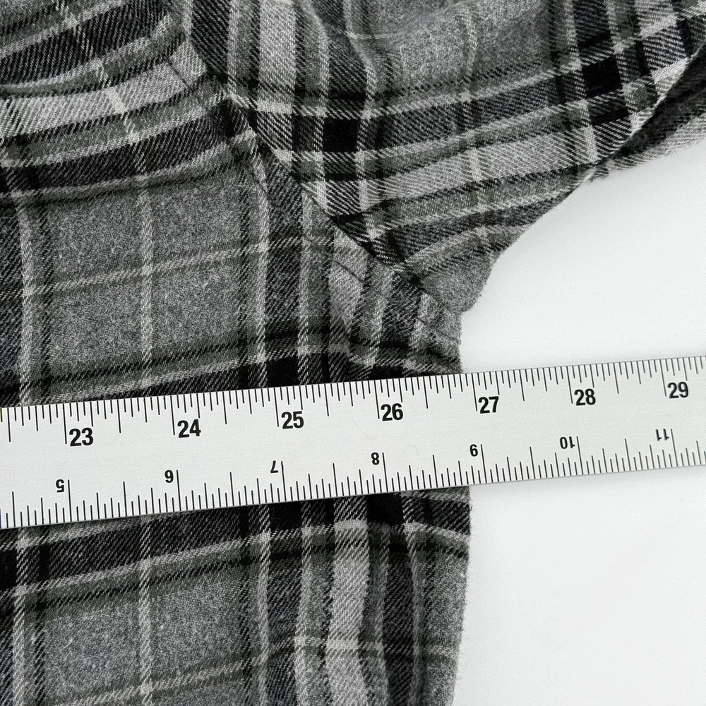 Field & Stream Flannel Shirt Mens XXL Heavy Cotton Gray Multi Plaid Long Sleeves